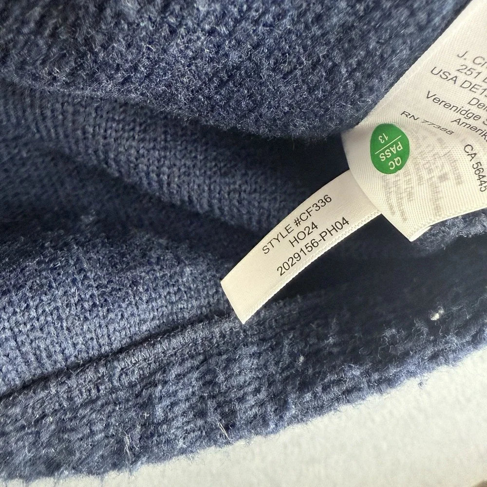 J Crew Jacket Men's L Blue Wool Blended Sweater Fleece Oarsman Minimal Full Zip